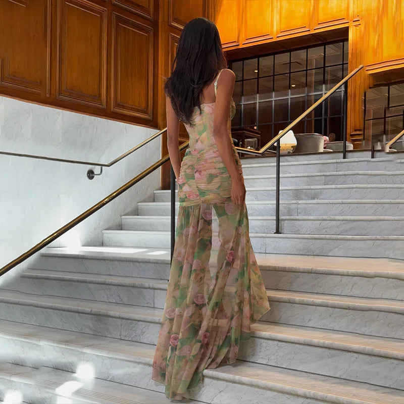 Robe Longue Fleurie Santorin