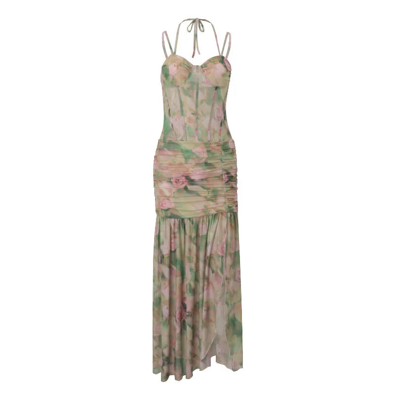 Robe Longue Fleurie Santorin