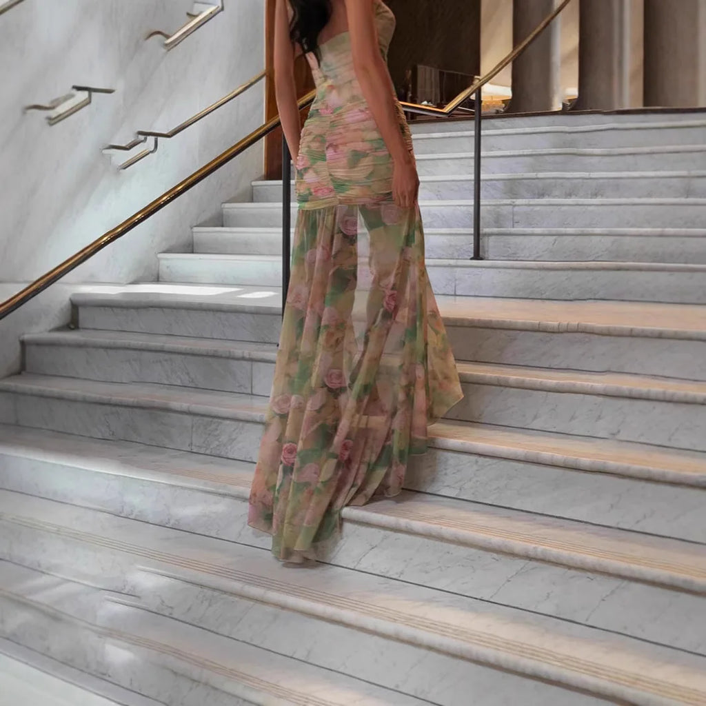 Robe Longue Fleurie Santorin